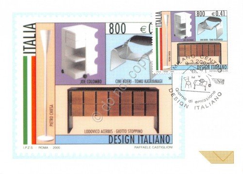 Cartolina Maximum Design Italiano Castiglioni Pietro Chiesa Joe Colombo 2000 | Immagine principale