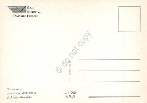 Cartolina Maximum Filatelica Alessandro Volta lire 3000 1999 | Immagine Gallery 2