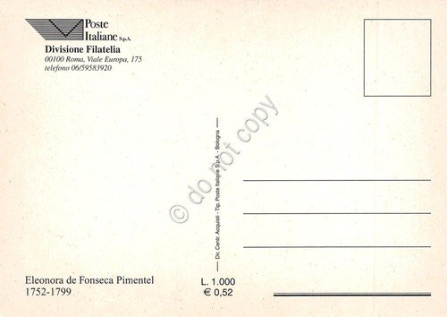 Cartolina Maximum Filatelica Eleonora De Fonseca Pimintel lire 800 1999 | Immagine Gallery 2