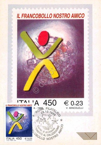 Cartolina Maximum Filatelica Il Francobollo nostro amico lire 450 1999 | Immagine principale