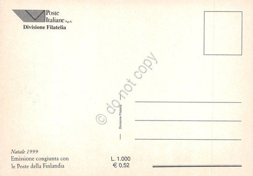 Cartolina Maximum Filatelica Santo Natale lire 800 1999 | Immagine Gallery 2