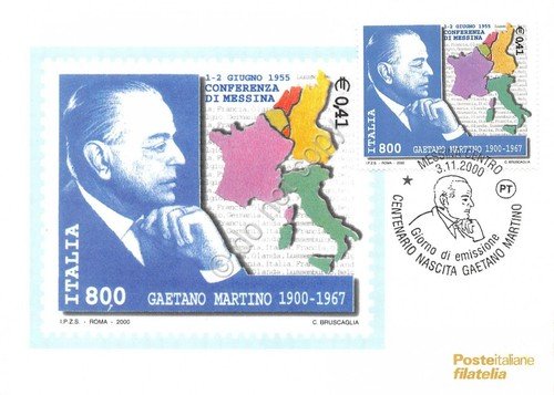 Cartolina Maximum Gaetano Martino 1900-1967 2000 | Immagine principale