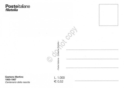 Cartolina Maximum Gaetano Martino 1900-1967 2000 | Immagine Gallery 2