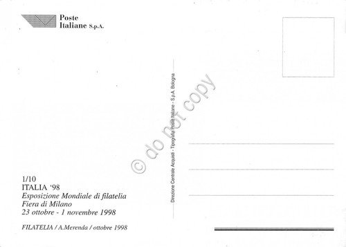 Cartolina Maximum Giornata del francobollo e del collezionismo 1998