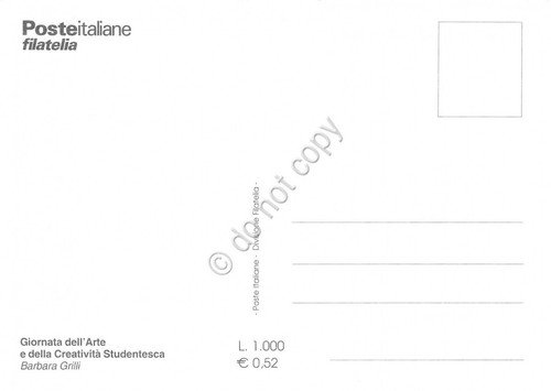 Cartolina Maximum Giornata dell'Arte e creatività studentesca B. Grilli 2001