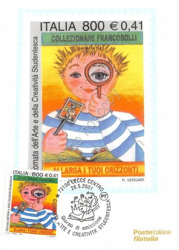 Cartolina Maximum Giornata dell'Arte e creatività studentesca Vergari 2001