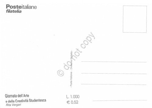 Cartolina Maximum Giornata dell'Arte e creatività studentesca Vergari 2001
