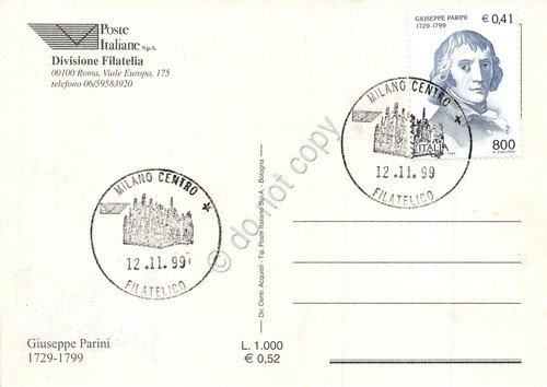 Cartolina Maximum Giuseppe Parini 1729-1799 1999 | Immagine Gallery 2