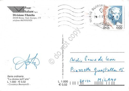 Cartolina Maximum La donna nell''arte A. Ciaburro 1999