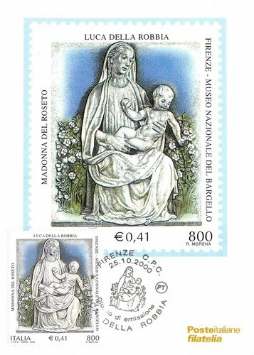 Cartolina Maximum Luca della Robbia Madonna del roseto 2000