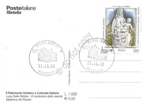 Cartolina Maximum Luca della Robbia Madonna del roseto 2000