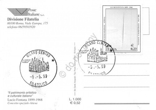 Cartolina Maximum Lucio Fontana Concetto spaziale Attesa 1999 | Immagine Gallery 2