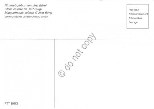 Cartolina Maximum Mappamondo Celeste di Jost Burgi 1983