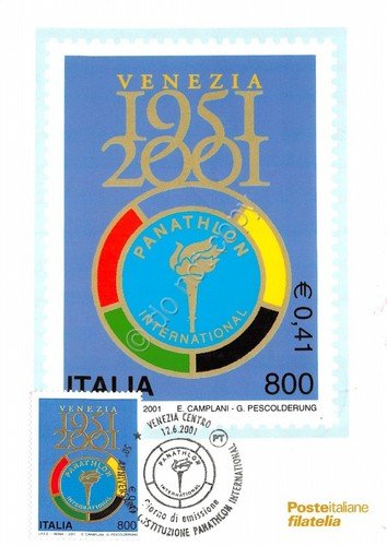 Cartolina Maximum Panathlon International 50° Anniversario Costituzione 2001