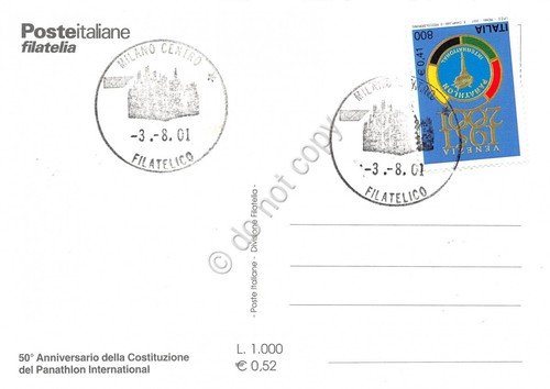 Cartolina Maximum Panathlon International 50° Anniversario Costituzione 2001