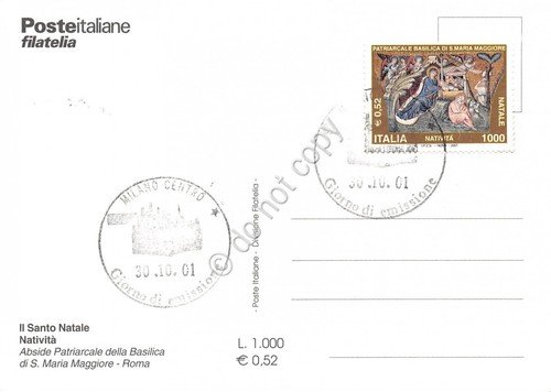 Cartolina Maximum Patriarcato Basilica S.M.Maggiore Natività 2001 grinze | Immagine Gallery 2