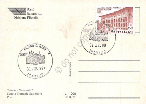 Cartolina Maximum Pisa Scuola Normale Superiore 1999