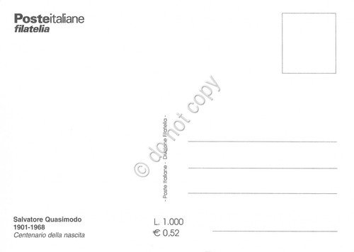 Cartolina Maximum Quasimodo Centenario della nascita 2001