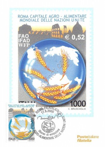 Cartolina Maximum Roma capitale agro alimentare mondiale Nazioni Unite 2000 | Immagine principale