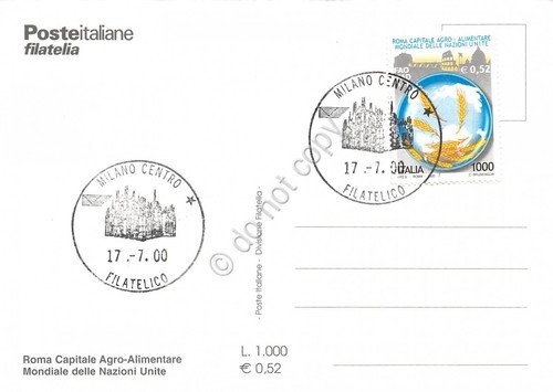 Cartolina Maximum Roma capitale agro alimentare mondiale Nazioni Unite 2000 | Immagine Gallery 2