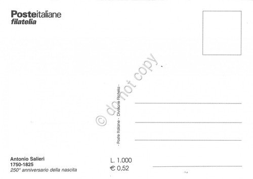 Cartolina Maximum Salieri 1750-1825 2000