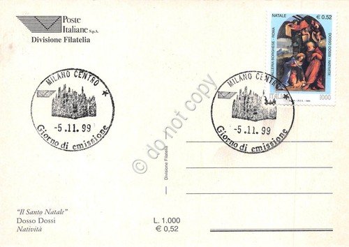 Cartolina Maximum Santo Natale Galleria Borghese Natività Dosso Dossi 1999