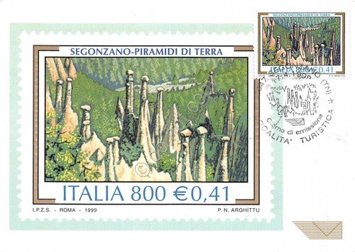 Cartolina Maximum Segonzano Piramidi di terra 1999
