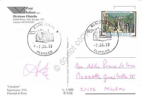 Cartolina Maximum Segonzano Piramidi di terra 1999