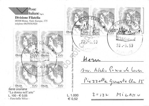 Cartolina Maximum Serie La donna nell'arte 1999