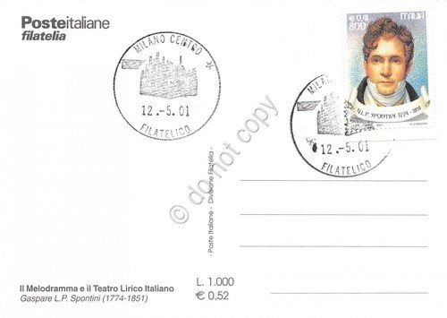 Cartolina Maximum Spontini Melodramma e teatro lirico italiano 2001