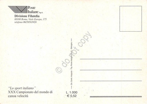 Cartolina Maximum Sport Italiano XXX Campionato del mondo di canoa …