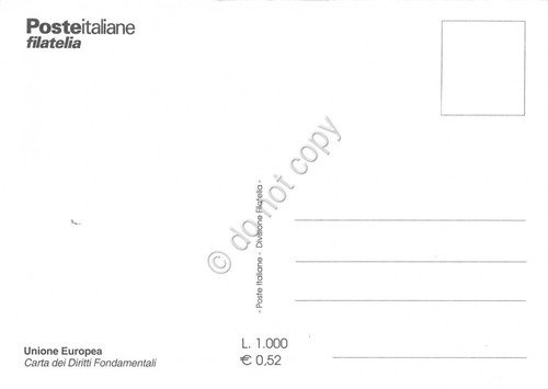 Cartolina Maximum Unione Europea Carta dei Diritti fondamentali 2001