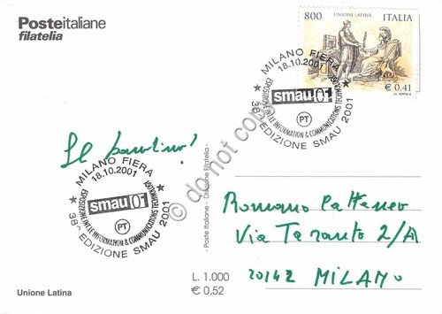 Cartolina Maximum Unione Latina 2001 sporca in basso a dx | Immagine Gallery 2