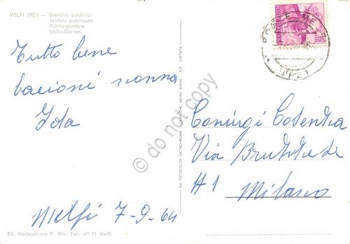 Cartolina Melfi Giardini Pubblici 1964 animata | Immagine Gallery 2