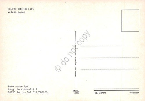 Cartolina Melito Irpino panorama aereo case vie auto anni '80