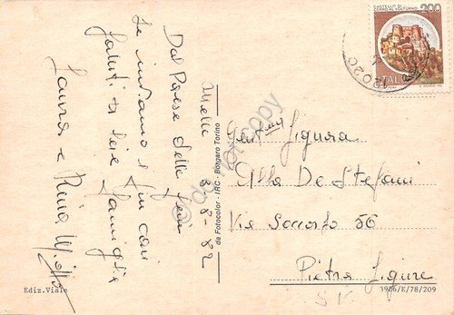 Cartolina Melle vedute varie banda case del paese 1982