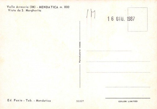 Cartolina Mendatica Valle Arroscia panorama Vista da S. Margherita | Immagine Gallery 2