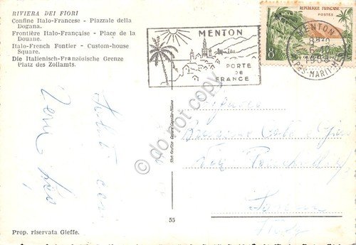 Cartolina Mentone Confine Italo Francese Timbro Mentone 1958 | Immagine Gallery 2