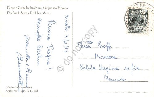 Cartolina Merano Paese e Castello Tirolo 1953 | Immagine Gallery 2