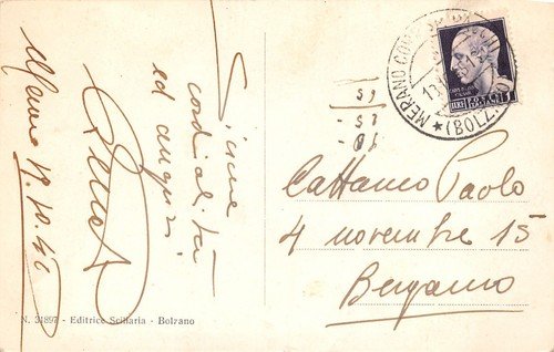 Cartolina Merano Panorama da Passeggiata Principessa di Piemonte 1942 | Immagine Gallery 2