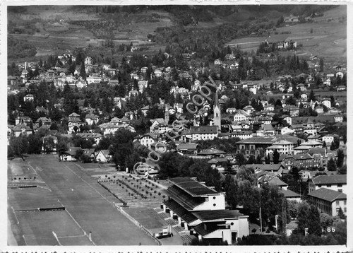 Cartolina Merano Panorama dall'alto e Ippodromo 1956 | Immagine principale