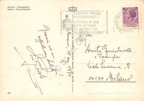 Cartolina Merano Passeggiata 1971 timbro risparmio postale (Bolzano) | Immagine Gallery 2
