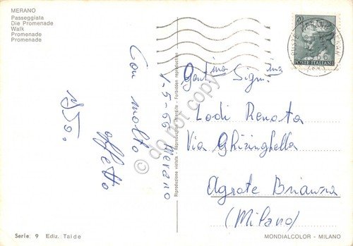 Cartolina Merano passeggiata fantino a cavallo 1966 (Bolzano) | Immagine Gallery 2