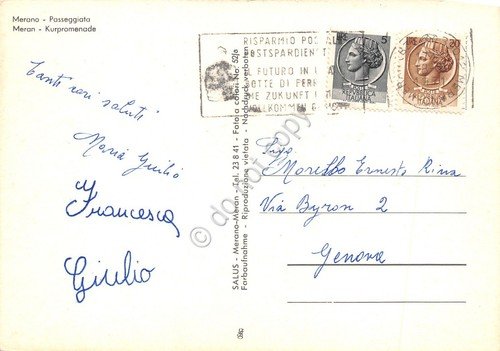 Cartolina Merano Passeggiata Timbro targhetta PT (Bolzano) | Immagine Gallery 2