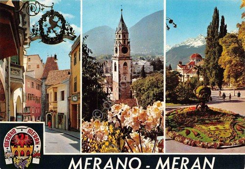 Cartolina Merano vedute varie città 1977 (Bolzano)
