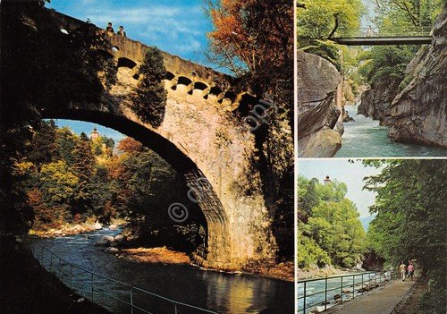 Cartolina Merano vedute varie Ponte Romano anni '80