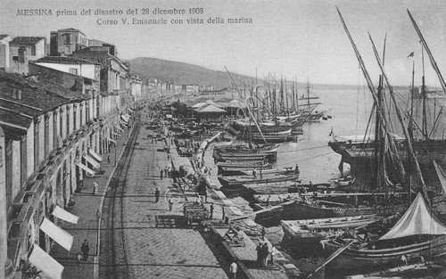 Cartolina Messina ante 1908 Corso V. Emanuele vista marina Micali …