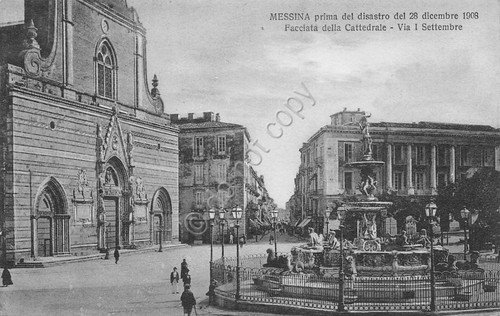 Cartolina Messina ante 1908 Facciata Cattedrale Via I Settembre Micali … | Immagine principale