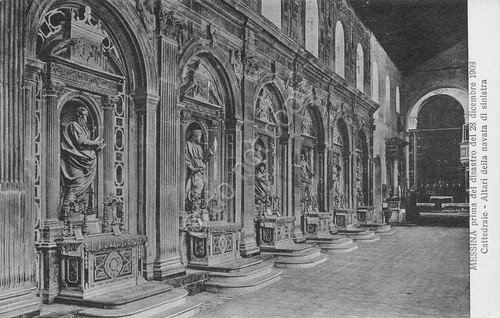 Cartolina Messina ante disastro 1908 Cattedrale Altari Micali Santi 19952
