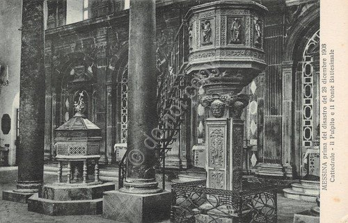 Cartolina Messina ante disastro 1908 Cattedrale Fonte Battesi Micali Santi … | Immagine principale